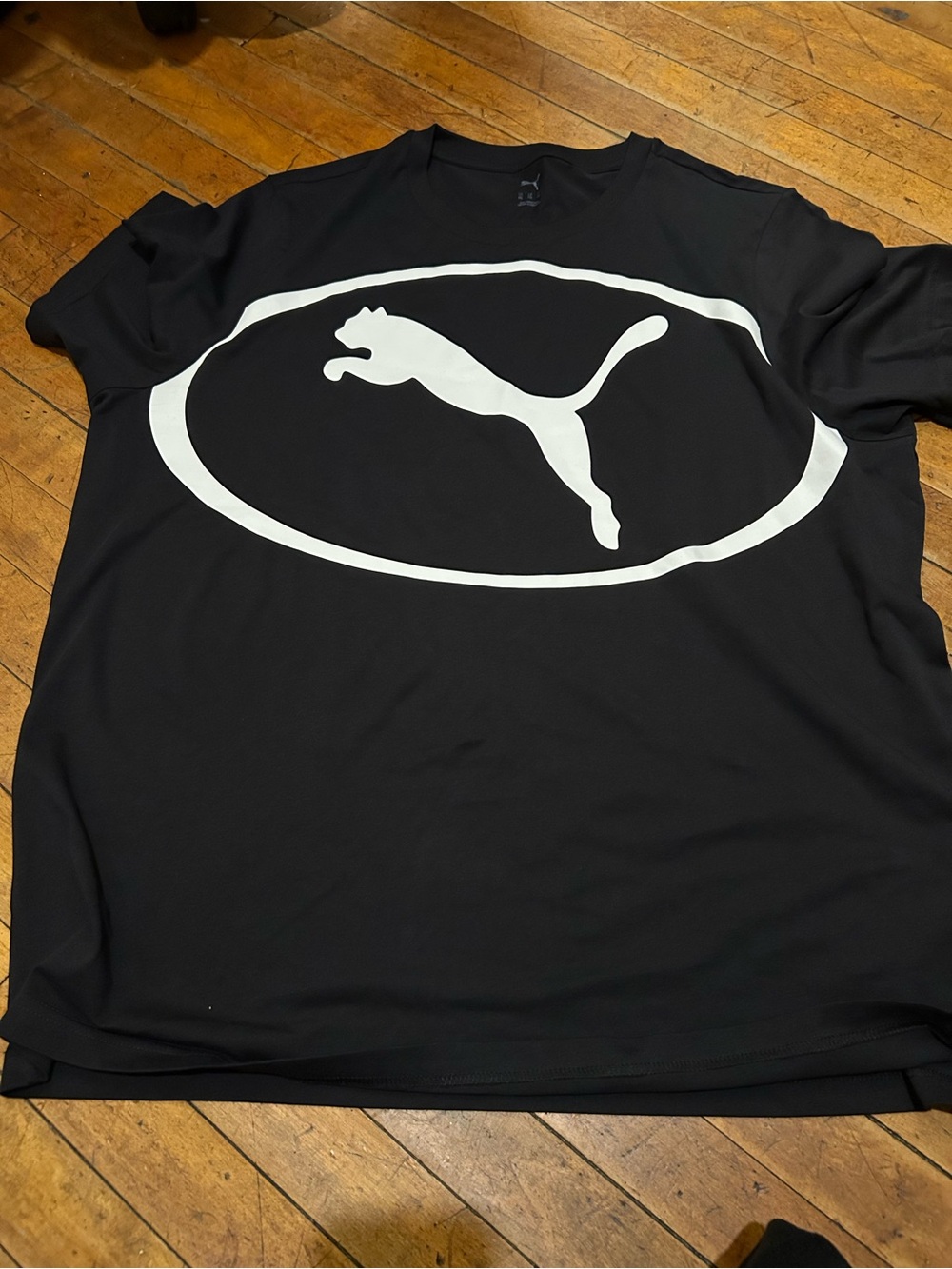 Men’s Puma Black Short Sleeve Tee with Large White Puma Logo